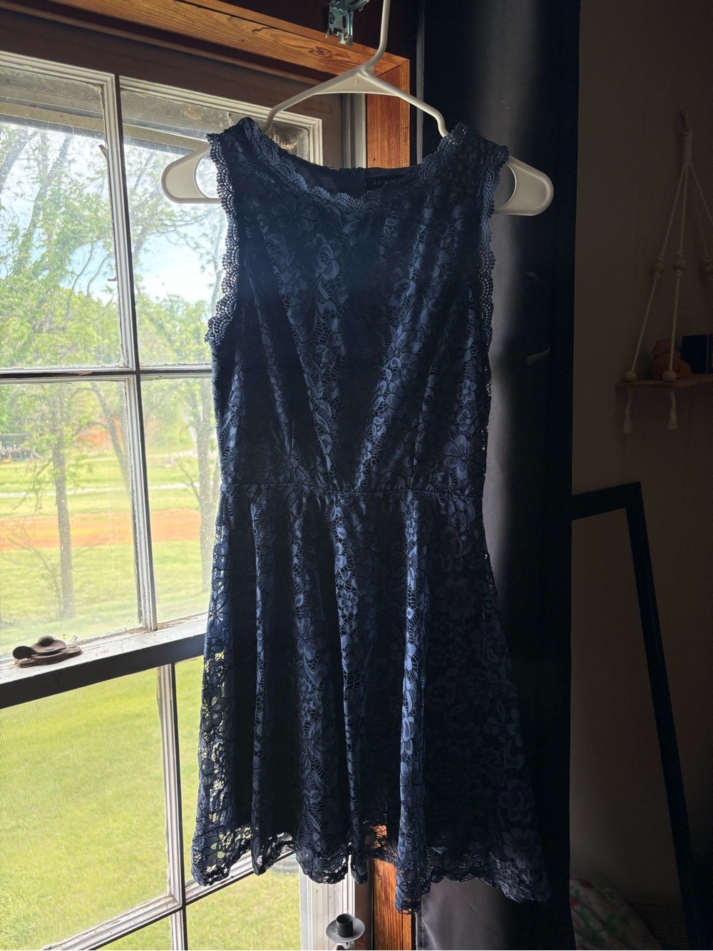 As U Wish Navy Lace Sleeveless Mini Dress